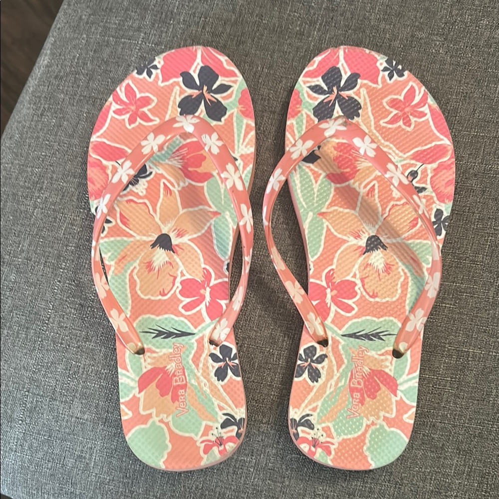 Vera Bradley Floral Sandals - Pink, Green, Orange